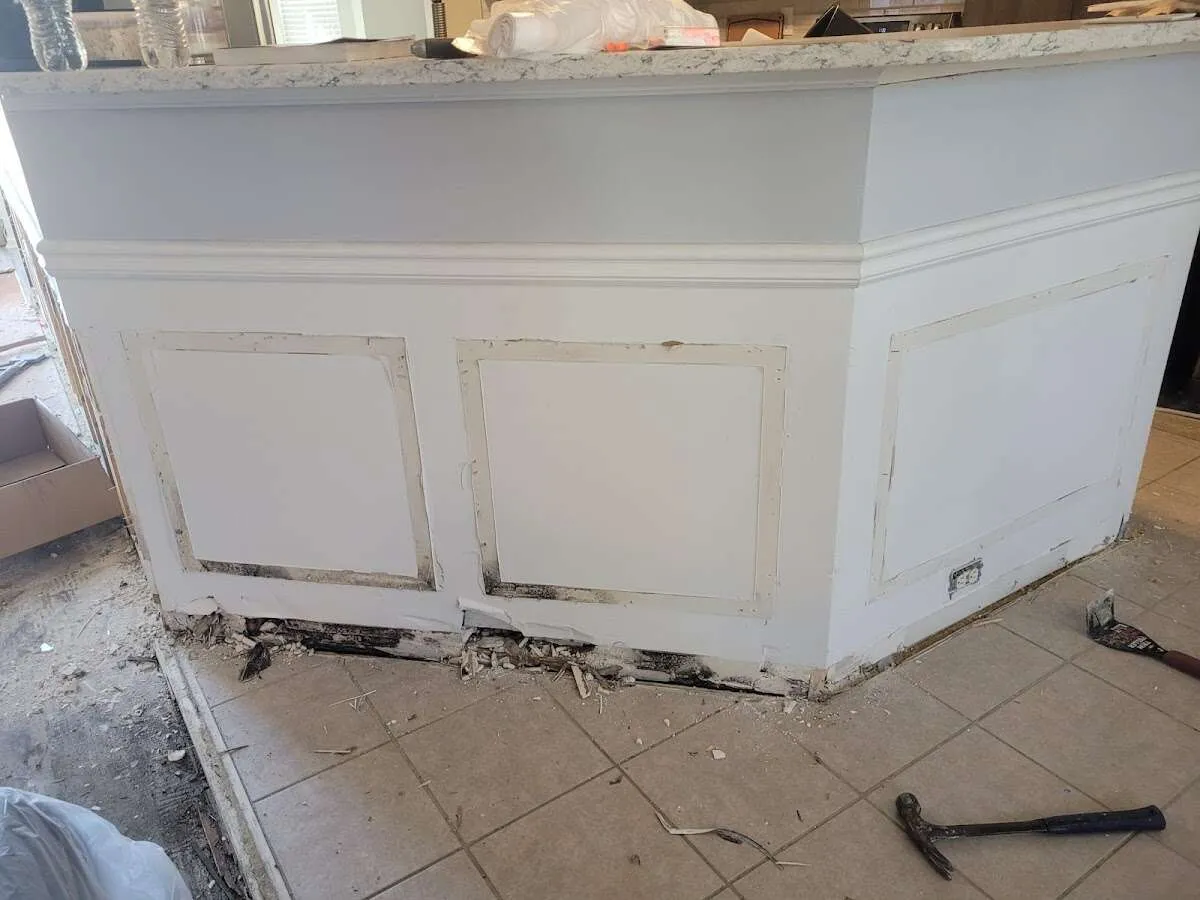 Water damage and mold on kitchen during Storm Damage Restoration in Clifton